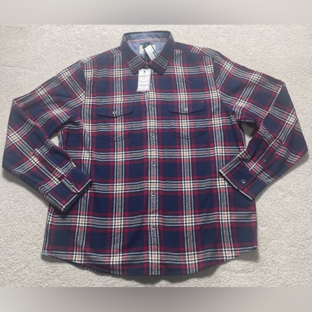 Flag and Anthem Men’s Size XL Plaid Long Sleeve Button Up‎ Shirt New With Tags